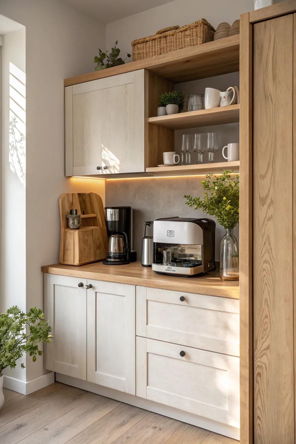 Hide your appliances in plain sight with a chic appliance garage. Hashtags: #KitchenDesign #HomeDecor #ClutterFree