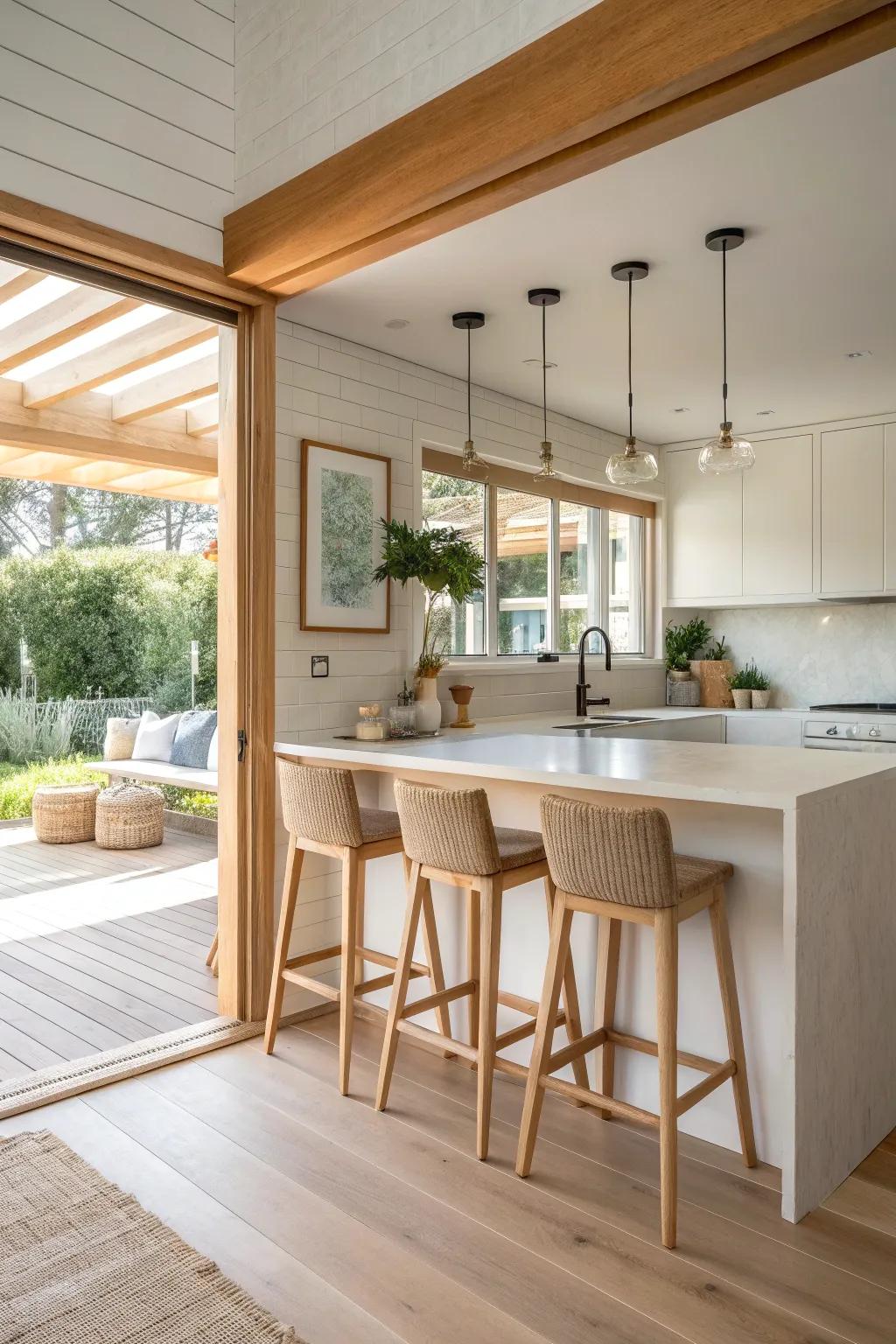 Create a cozy nook with counter seating for casual meals and conversations.