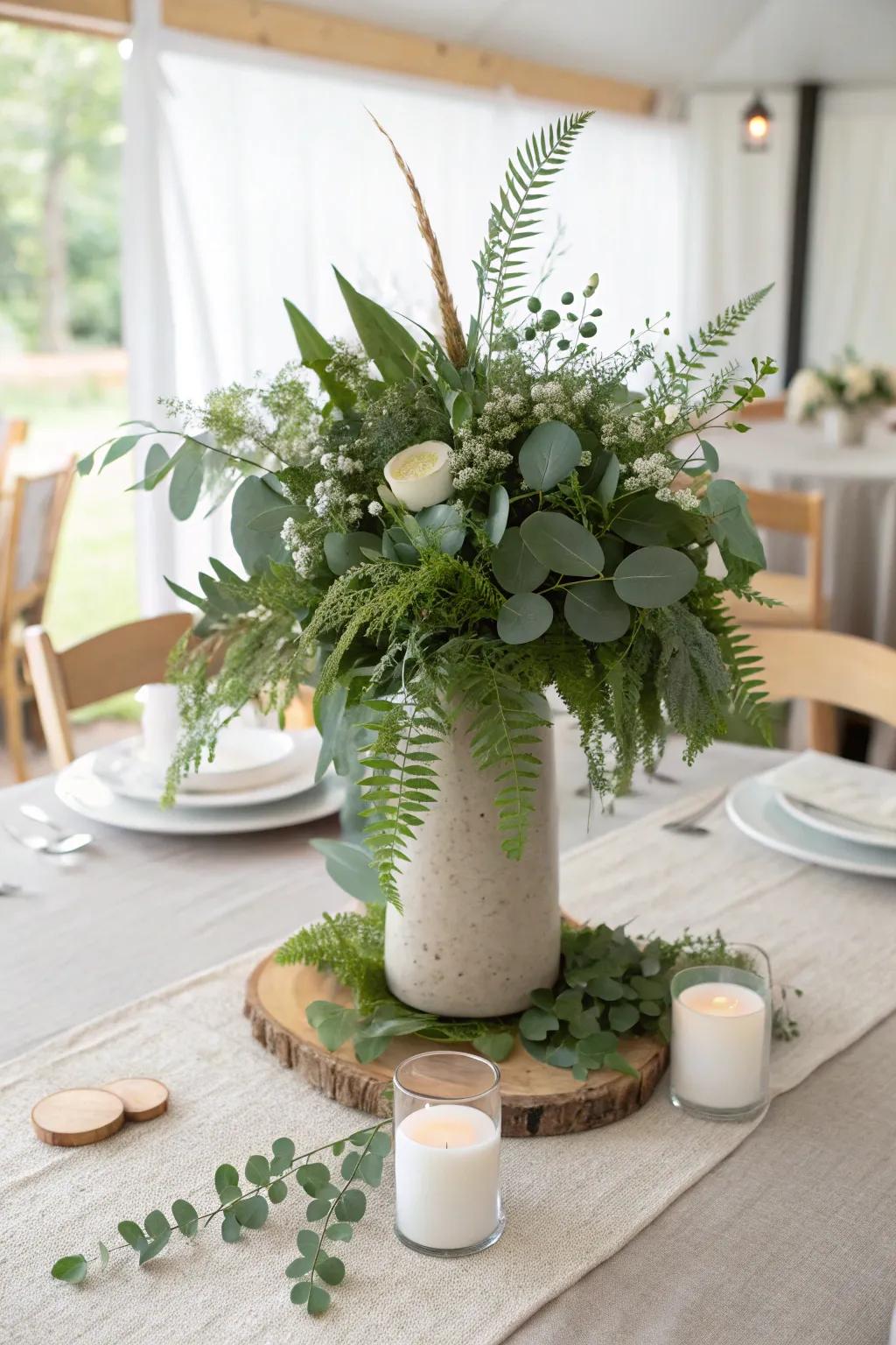 Bring a touch of nature indoors with lush greenery centerpieces that evoke calm and beauty.