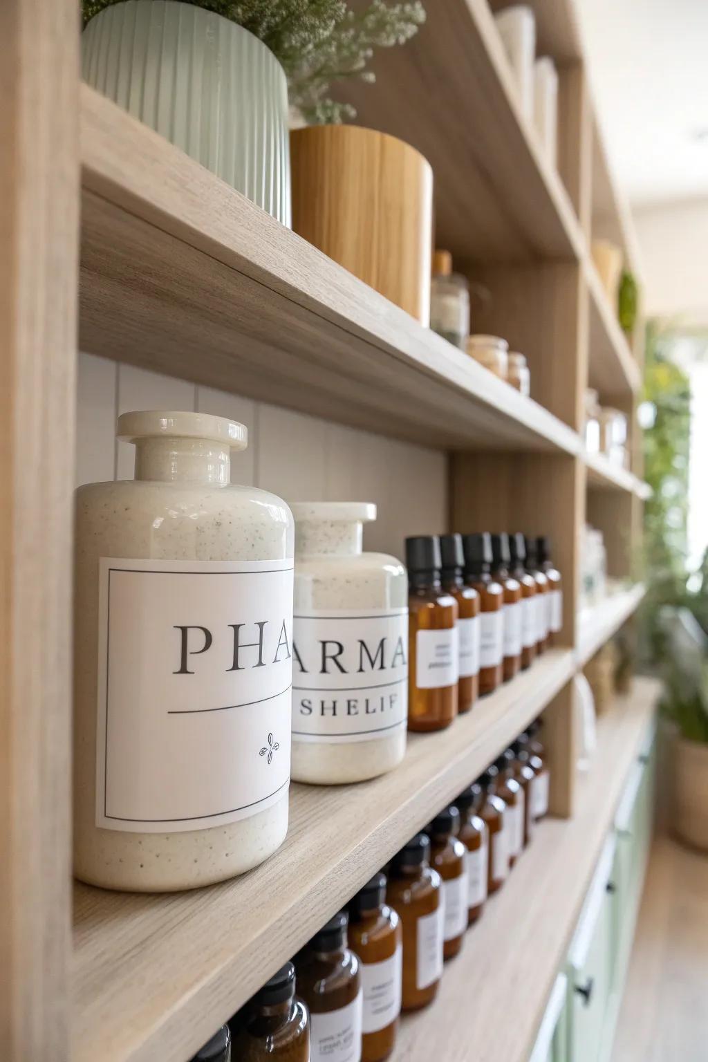Clear labels bring clarity and elegance to your home pharmacy setup.