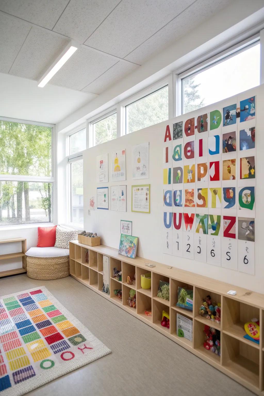 Turn your walls into a learning adventure with colorful alphabet displays.