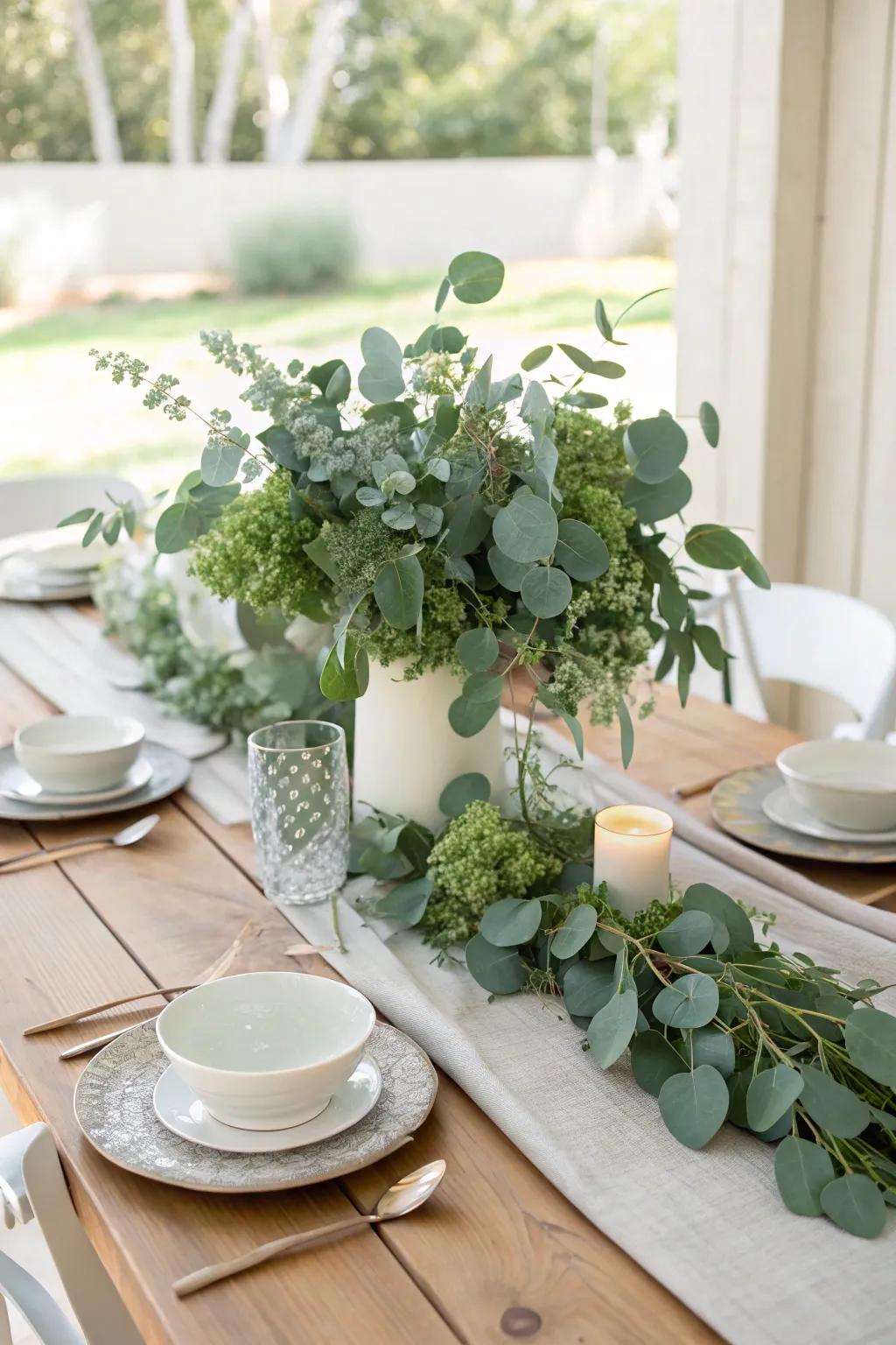 Greenery adds a fresh and organic touch to any wedding table setting.