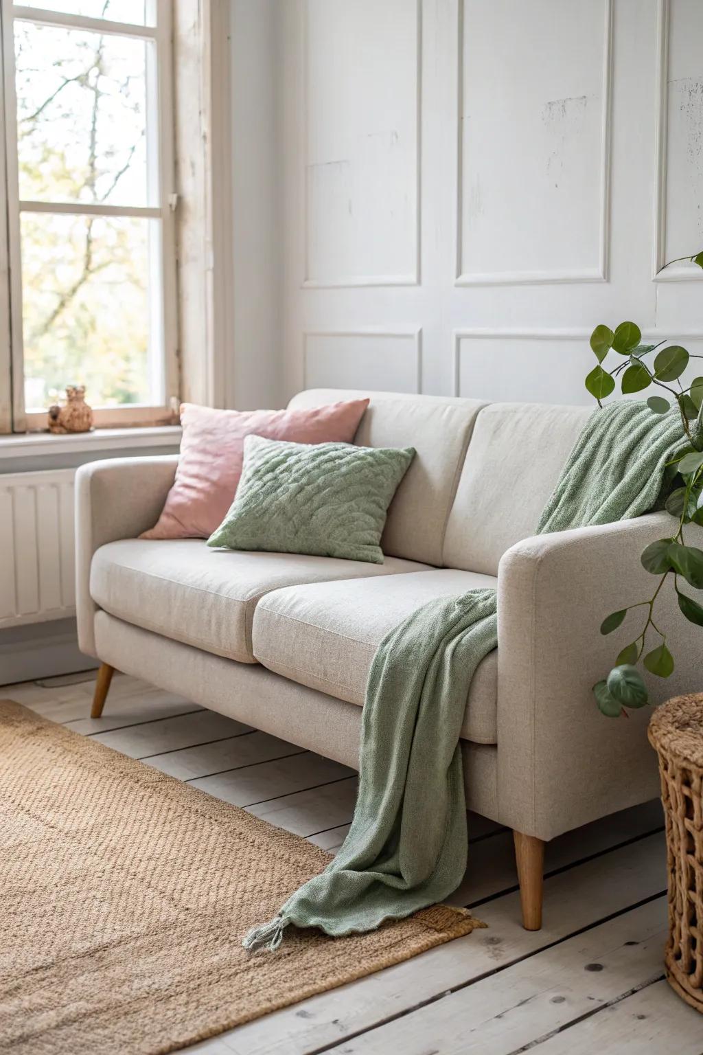 A sleek loveseat is both stylish and space-saving, ideal for creating a cozy nook.