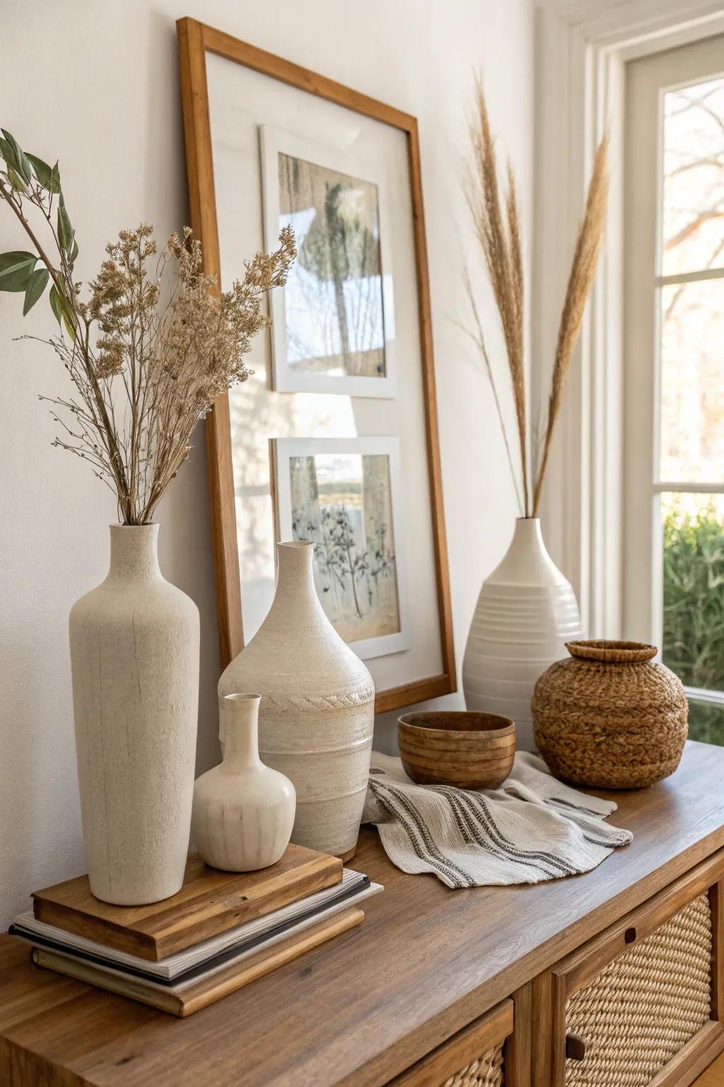 Bring personality to your home with an eclectic display of thrifted treasures. #HomeDecor #VintageVibes