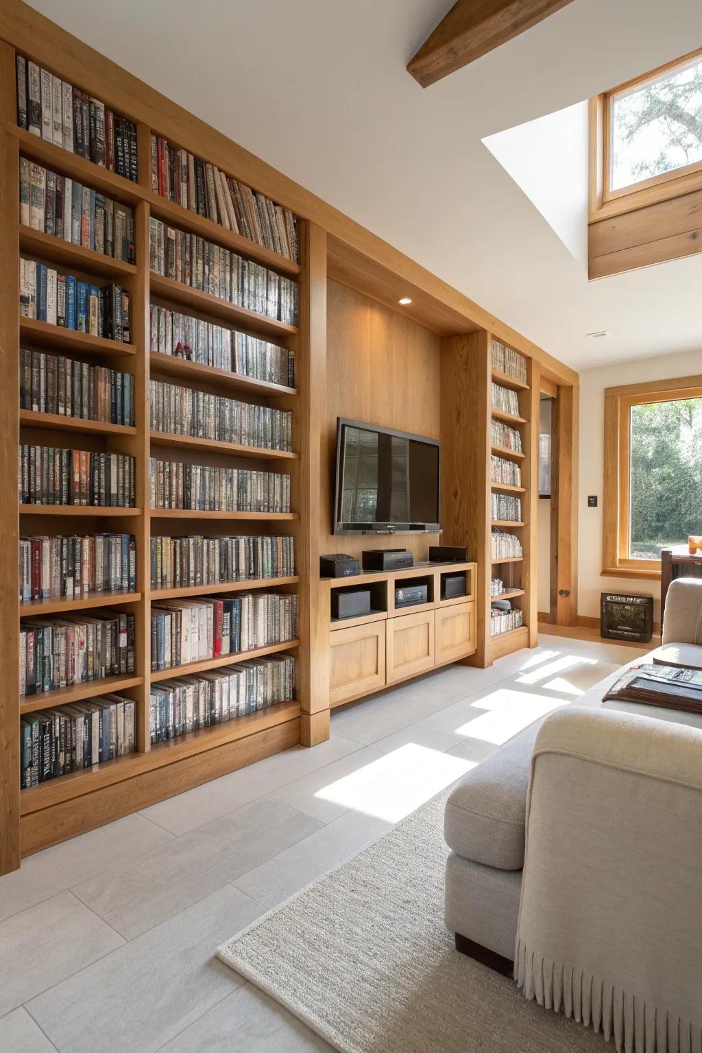 Step into nostalgia with a home library dedicated to your VHS collection.