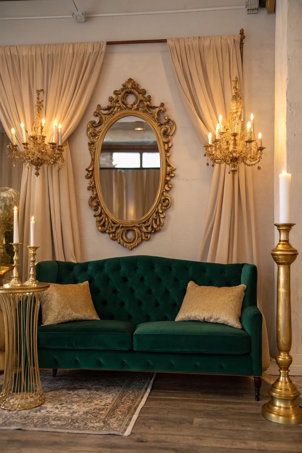 Gold accents add a luxurious touch, reminiscent of the opulent 1920s. ✨ #HomeDecor #InteriorInspiration