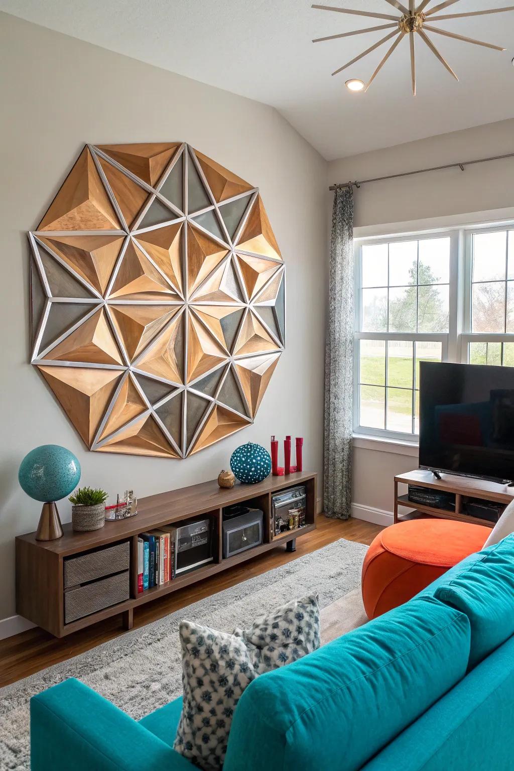 Turn your walls into a geometric masterpiece with layered 3D designs. 🖤 #GeometricDesign #HomeDecor #ArtInspiration