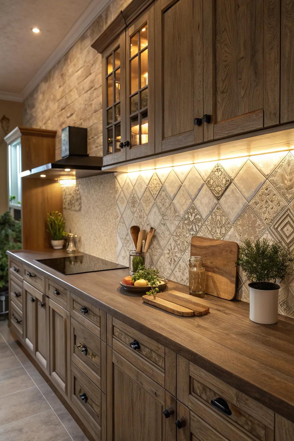 Invoke the serene beauty of nature with wood and stone combinations that warm your kitchen. 🌿 #NaturalDesign #KitchenVibes