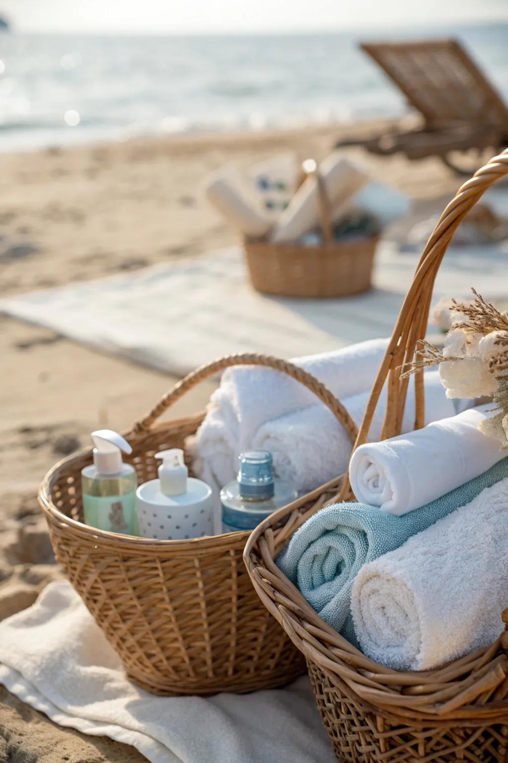 Surprise your loved ones with a beach-themed gift basket packed with coastal treasures. 🌊🧺 #GiftIdeas #BeachVibes