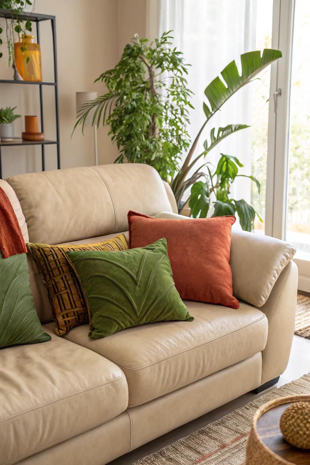 Earthy tones create a naturally soothing environment 🌿 #EarthTones #NaturalDecor #LivingRoomIdeas