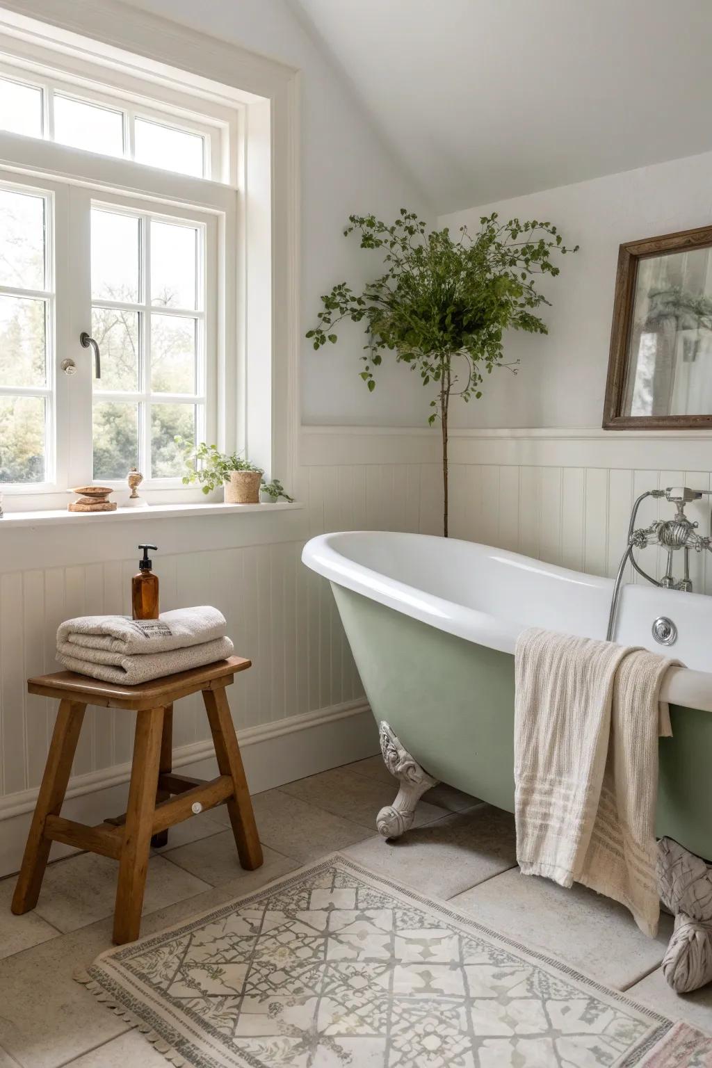 Bring a classic touch to your bathroom with a traditional clawfoot corner tub that exudes timeless elegance.