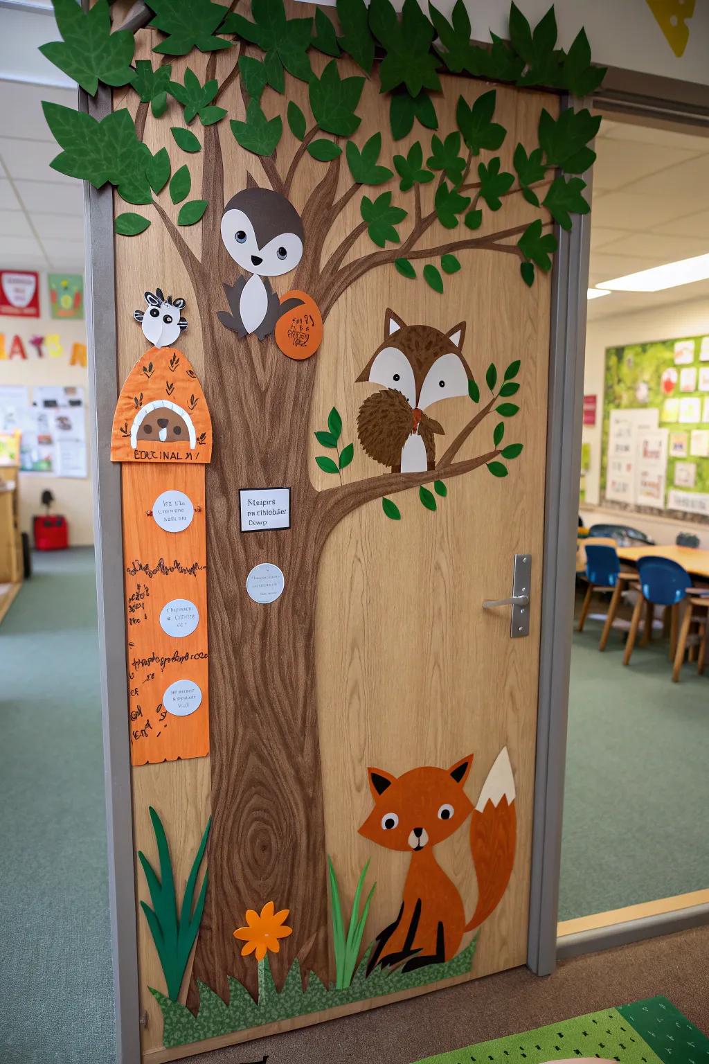 Bring the forest to your door with friendly woodland animals. #WoodlandCreatures #FallDecor 🍂🦉