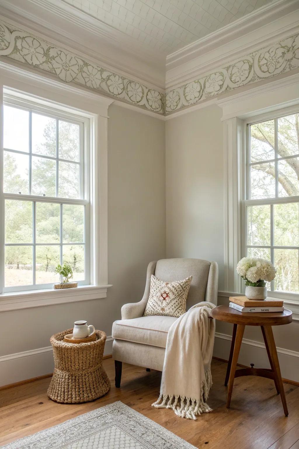 Rustic elegance in crown molding adds character and warmth to any space. 🌿 #RusticCharm #FarmhouseElegance