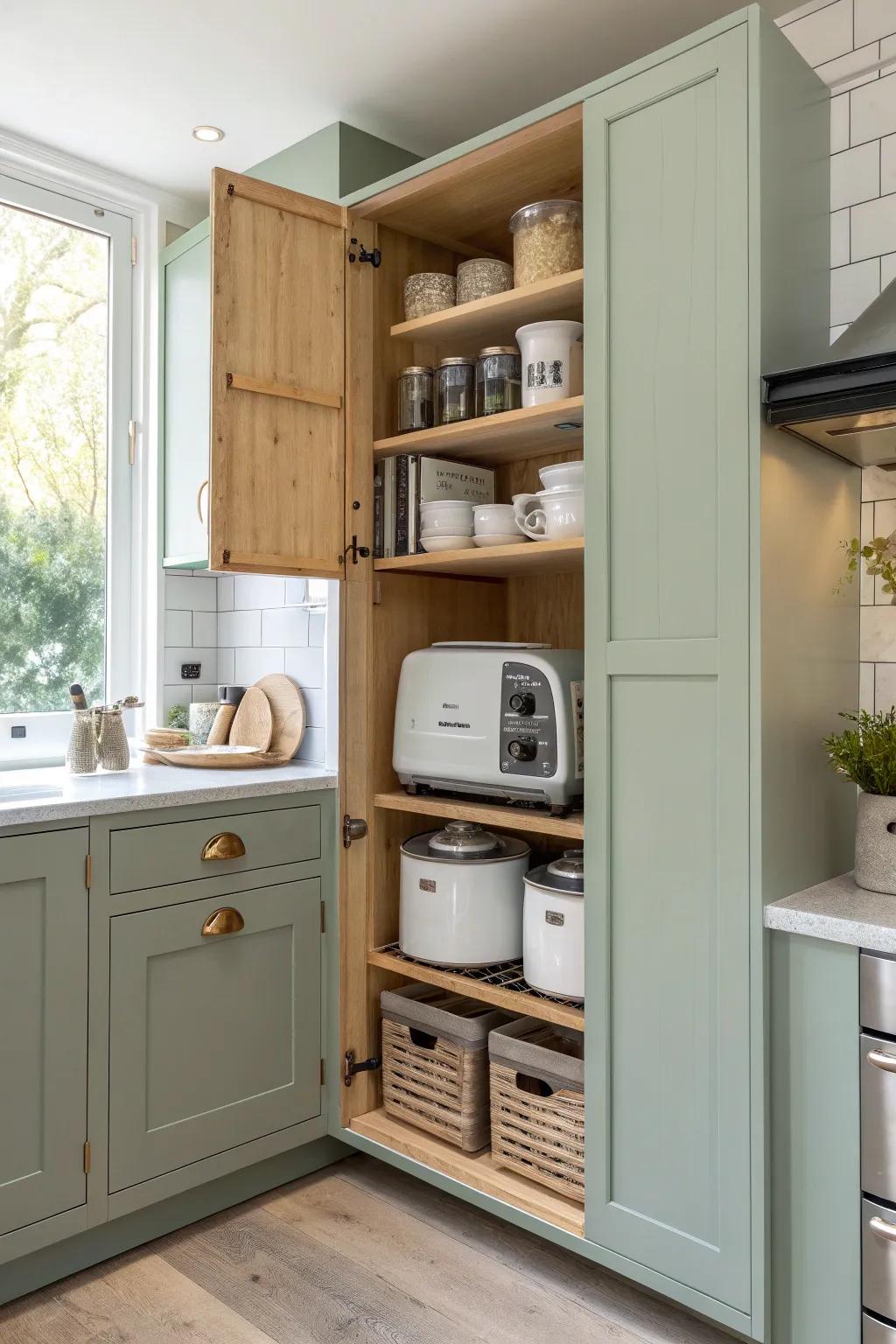 Maximize your kitchen's potential with vertical storage that keeps everything within reach.