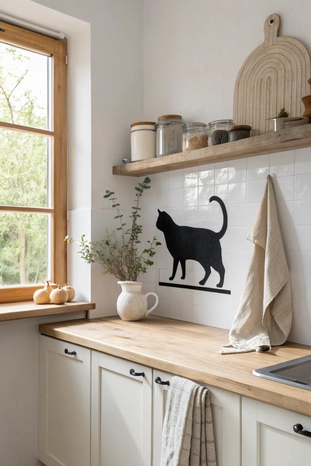 A playful cat silhouette adds a touch of charm to your daily routine. #PetLovers #HomeDecor