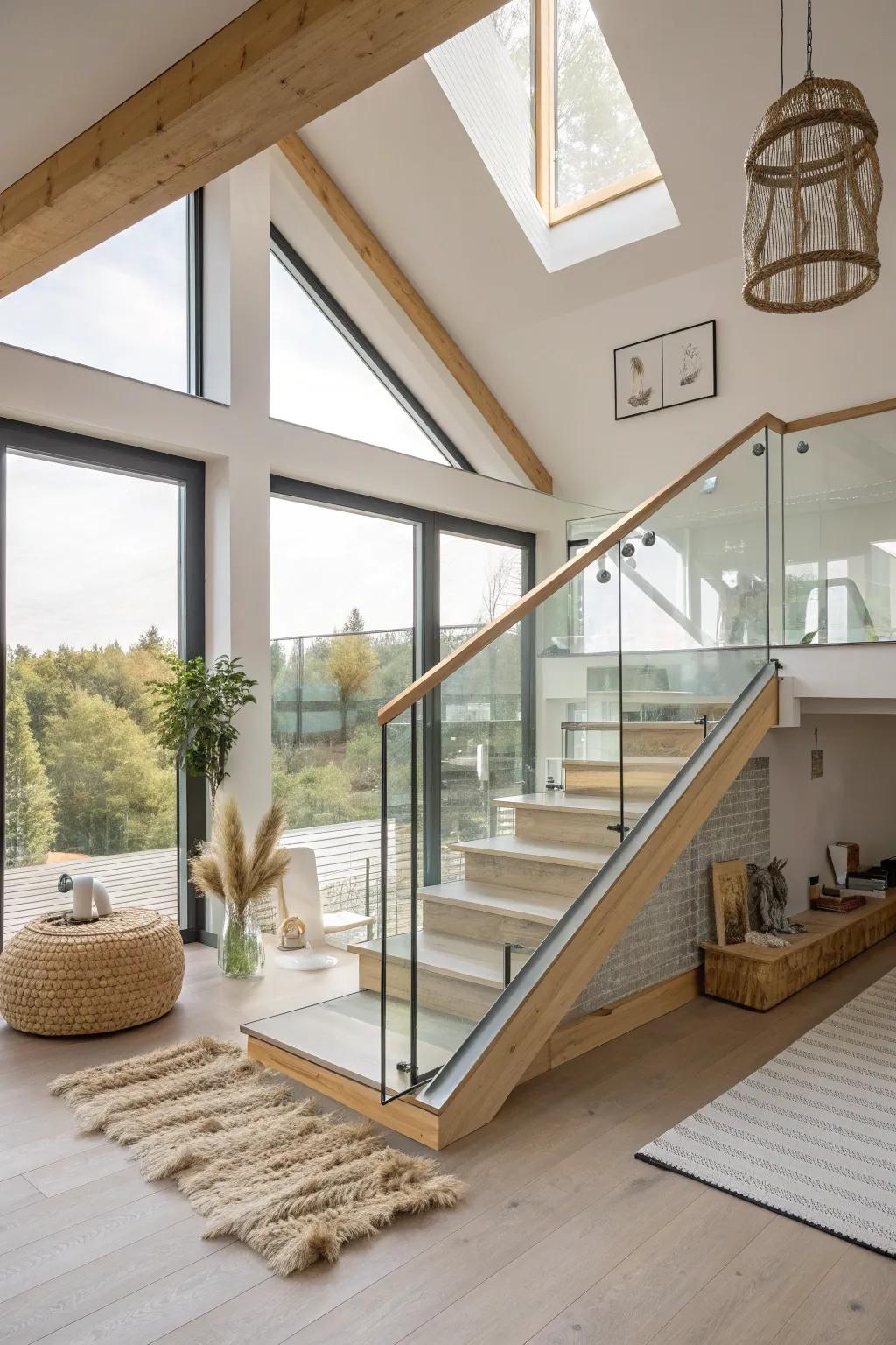 Open up your loft with elegant glass railings that let the light flow through. 🌟 #GlassDesign #LoftStyle