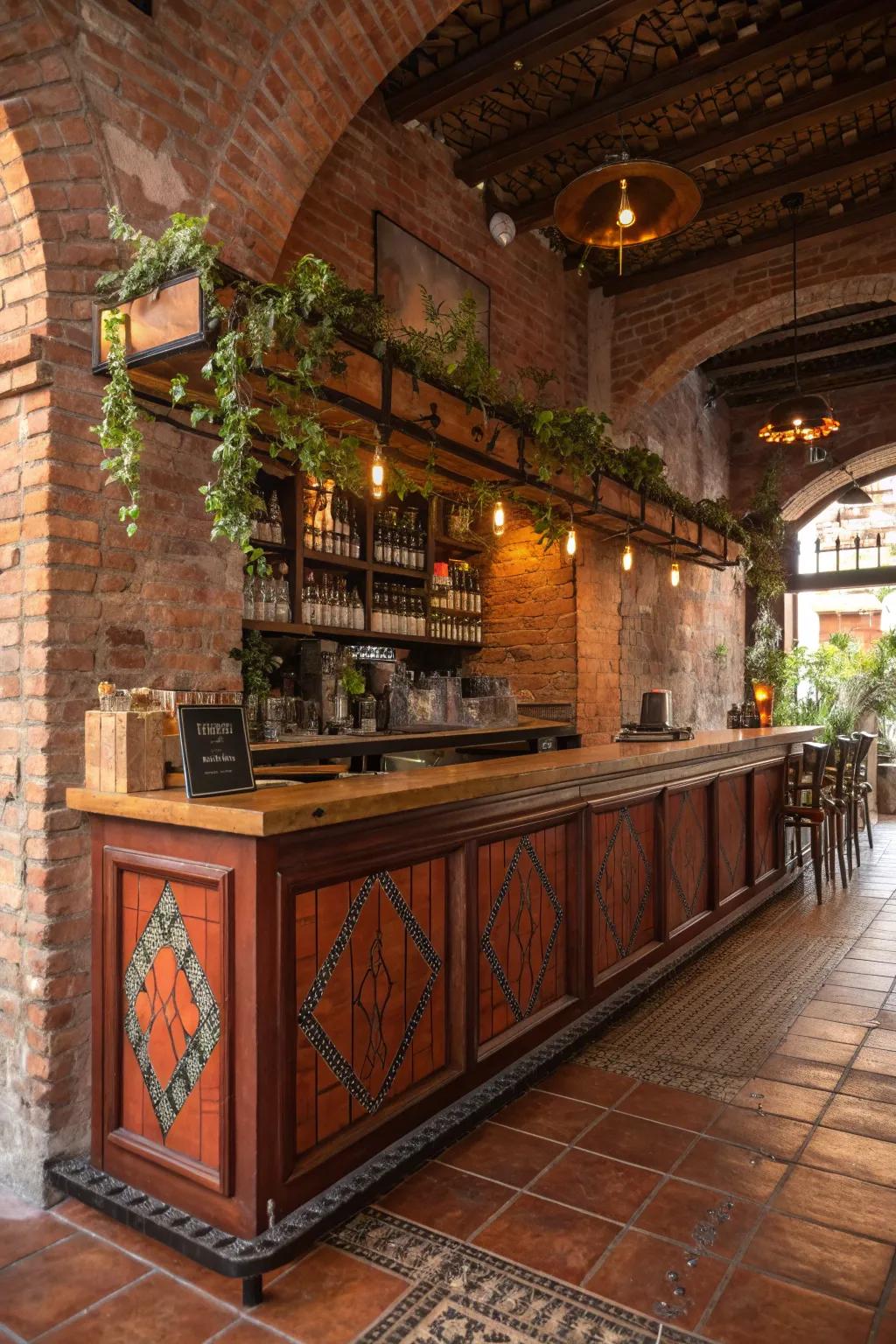 Rustic charm meets modern elegance in this cozy bar setting. 🍂