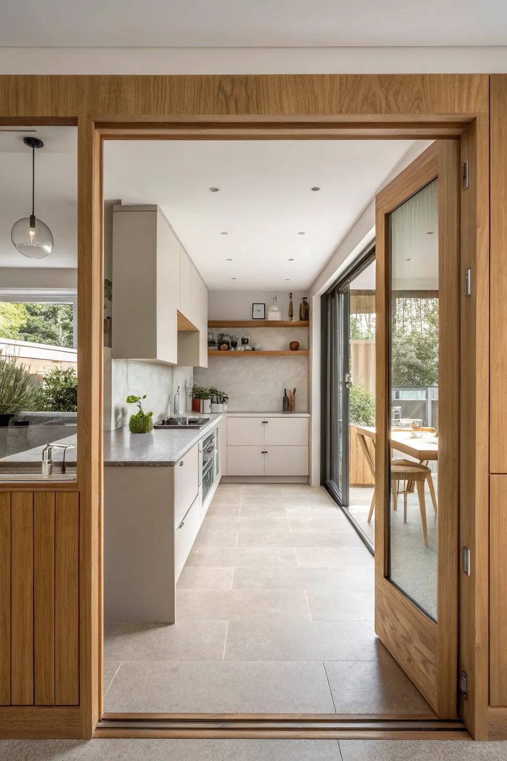 Enhance your pass through with a decorative frame that adds elegance and charm. #KitchenStyle #InteriorInspiration