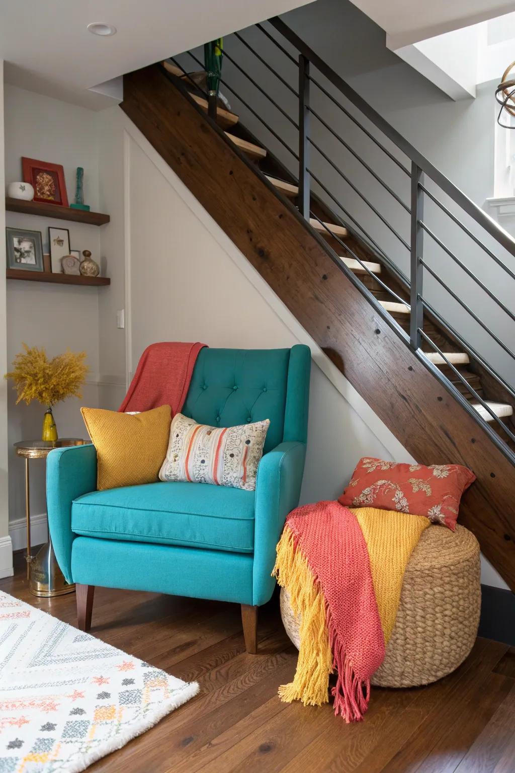 Turn that underutilized under-stair space into a cozy getaway perfect for relaxation.