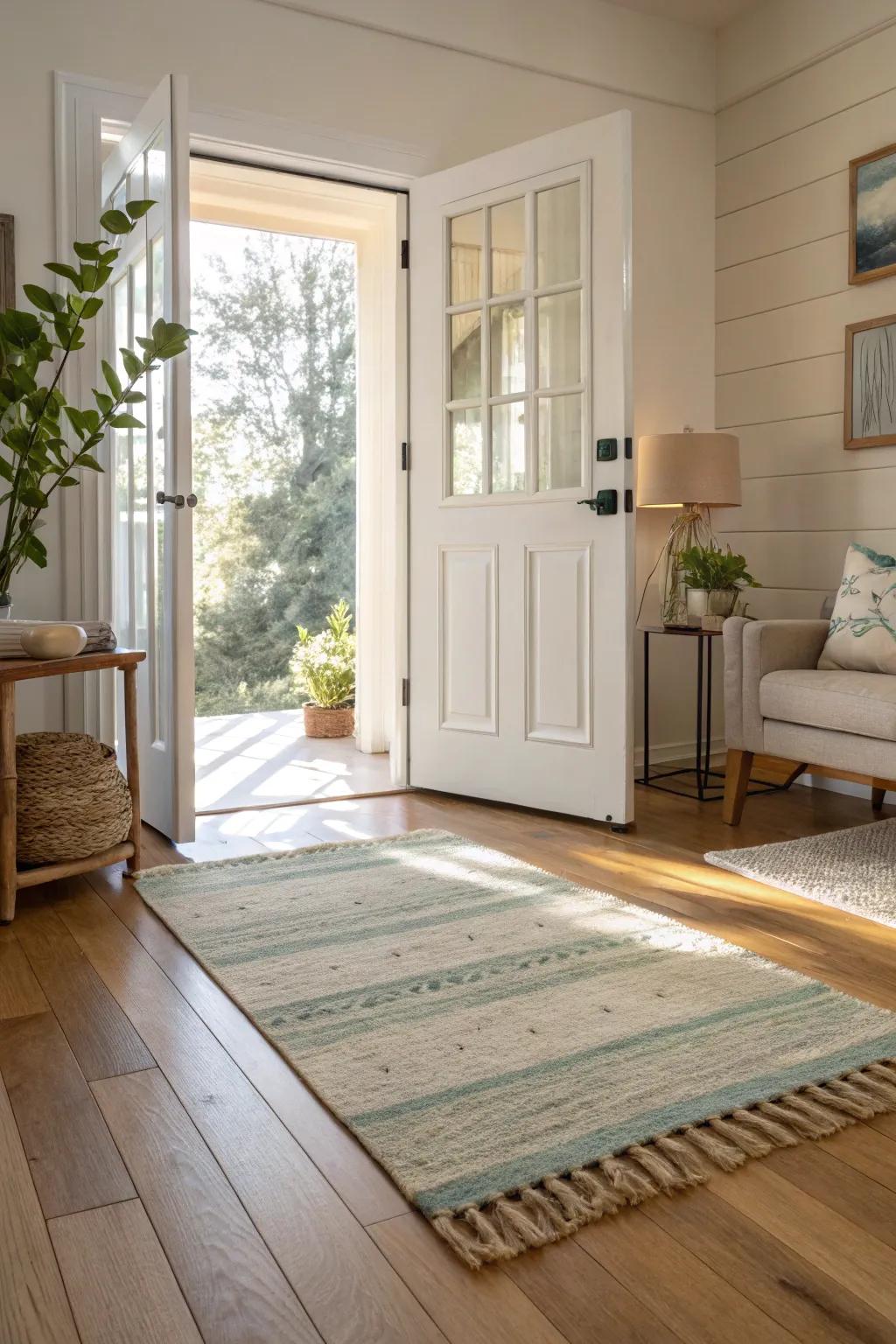 An area rug can transform your entrance into a defined and stylish space. #HomeDecor #RugStyle