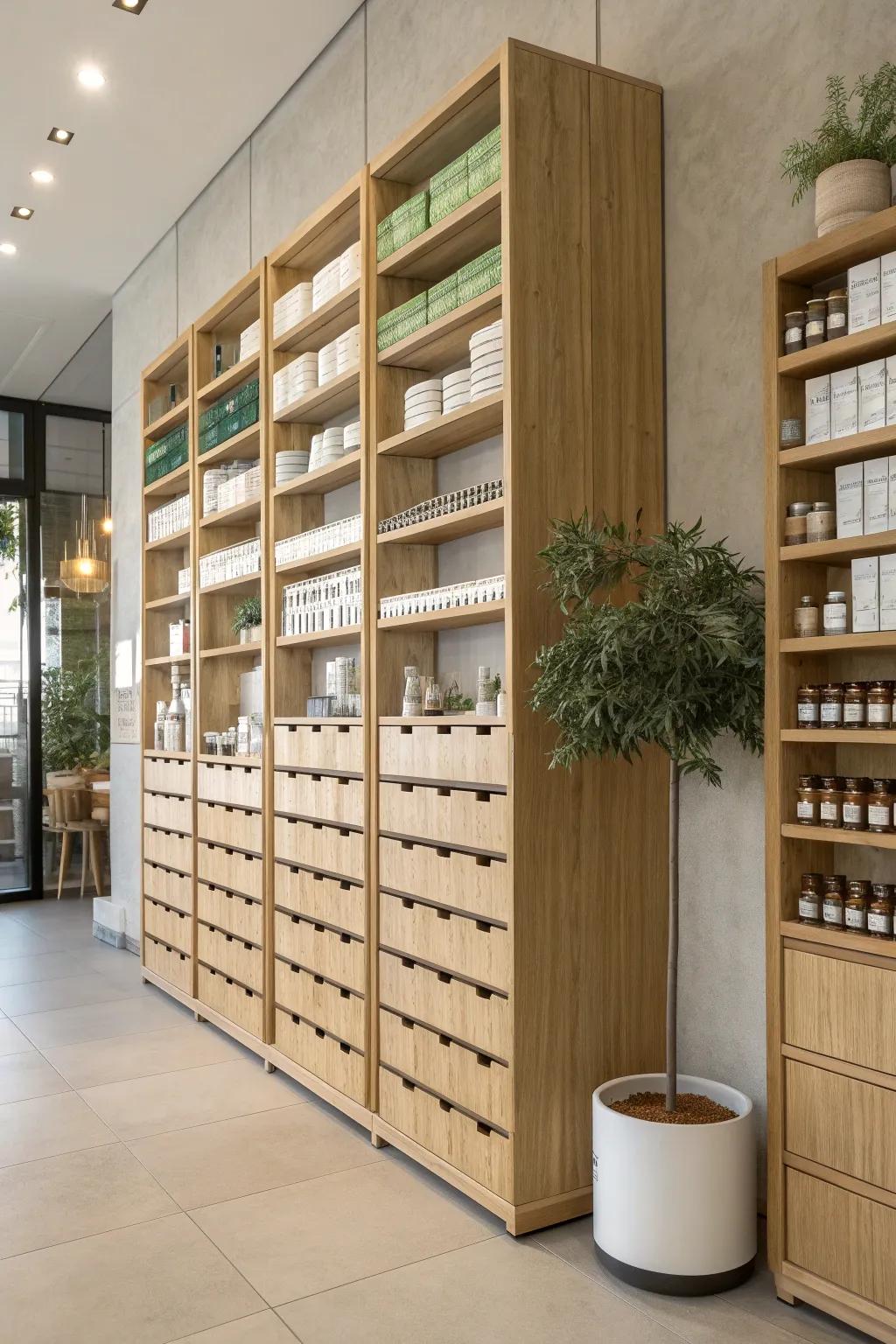 Reach for the sky with vertical storage solutions that maximize your space. 🌟 #HomeOrganization #PharmacyDesign