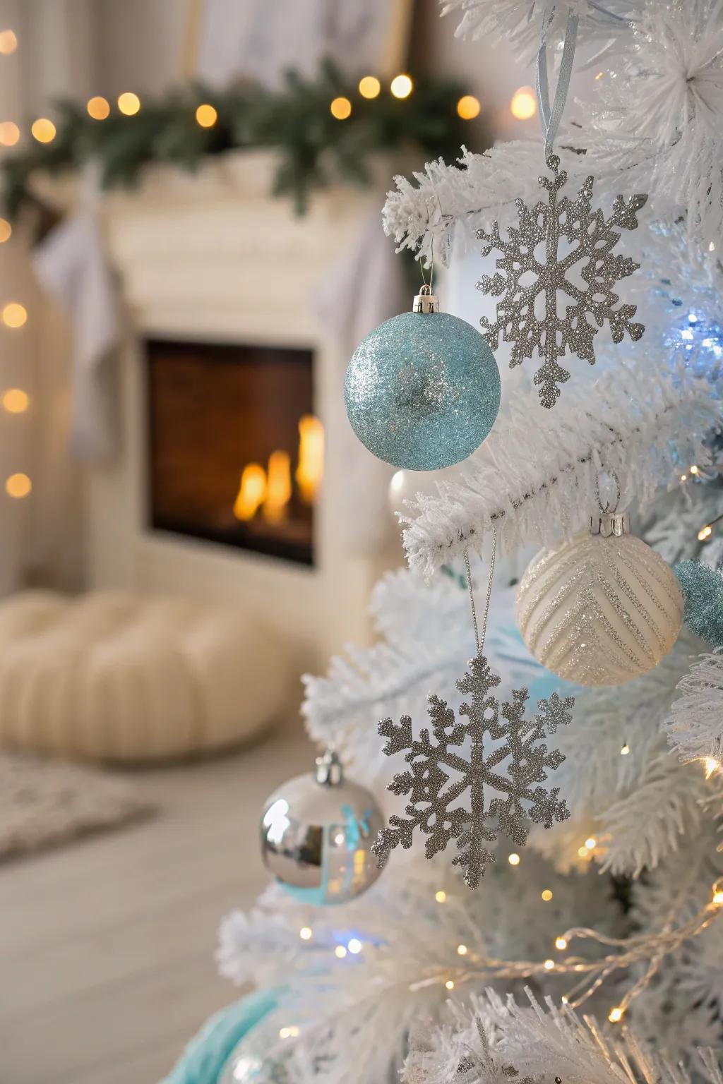 Let snowflakes sparkle on your tree, capturing the magic of a winter wonderland. ❄️✨ #WinterWonderland #TreeDecor