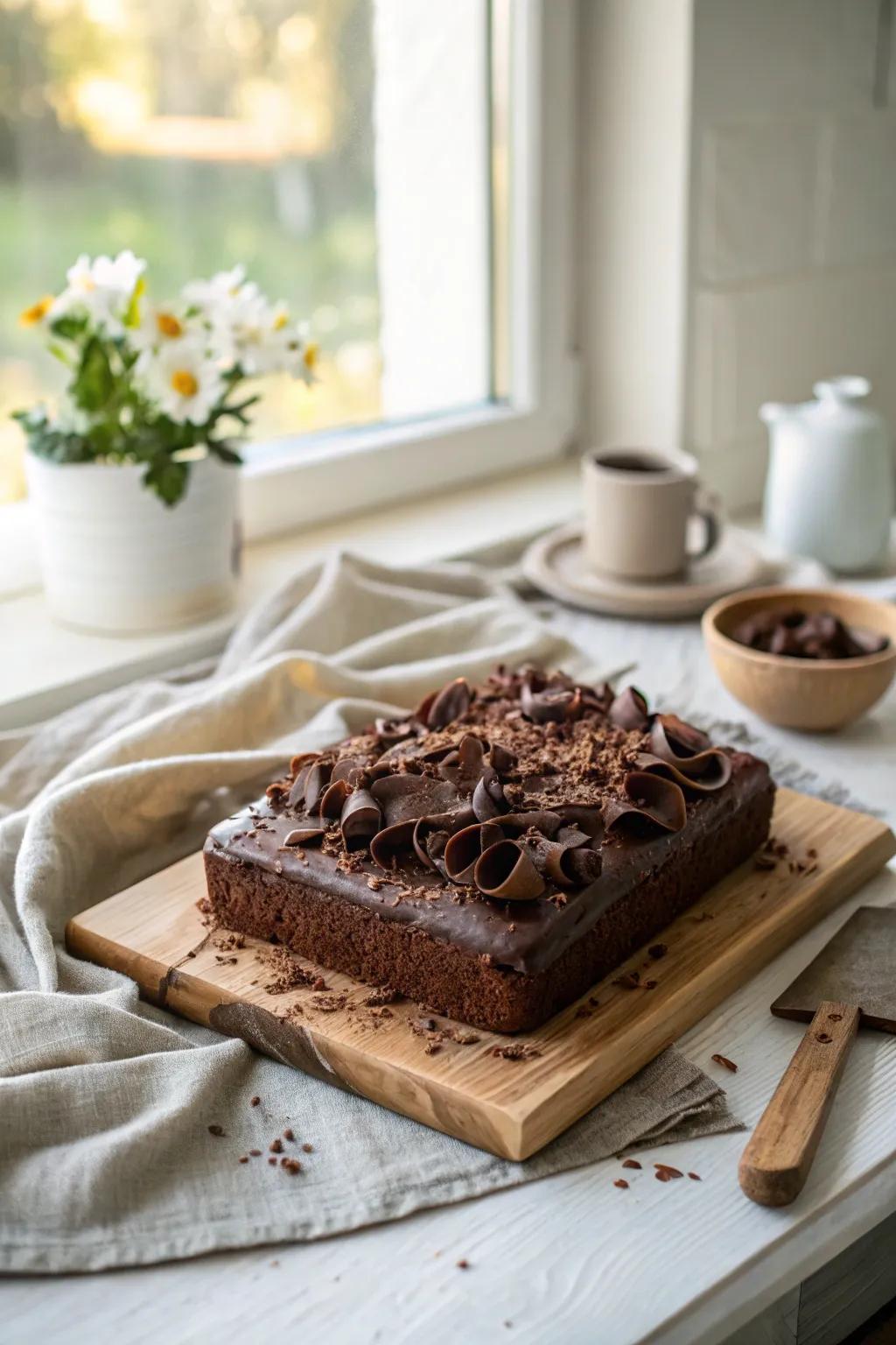 Indulge in a chocolate lover's dream with decadent shavings and curls.