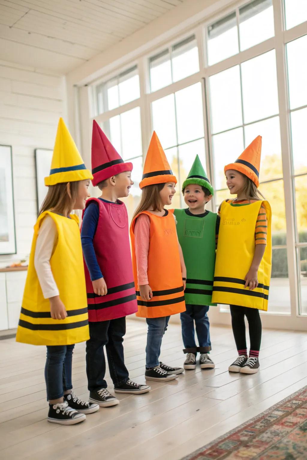 Add a splash of color to your Halloween with these vibrant crayon costumes!