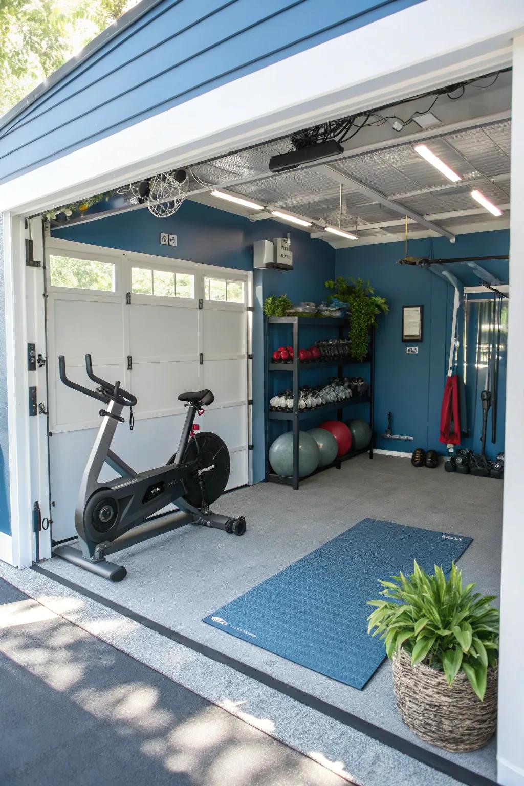 Stay fit and motivated by transforming your garage into a personal gym space.