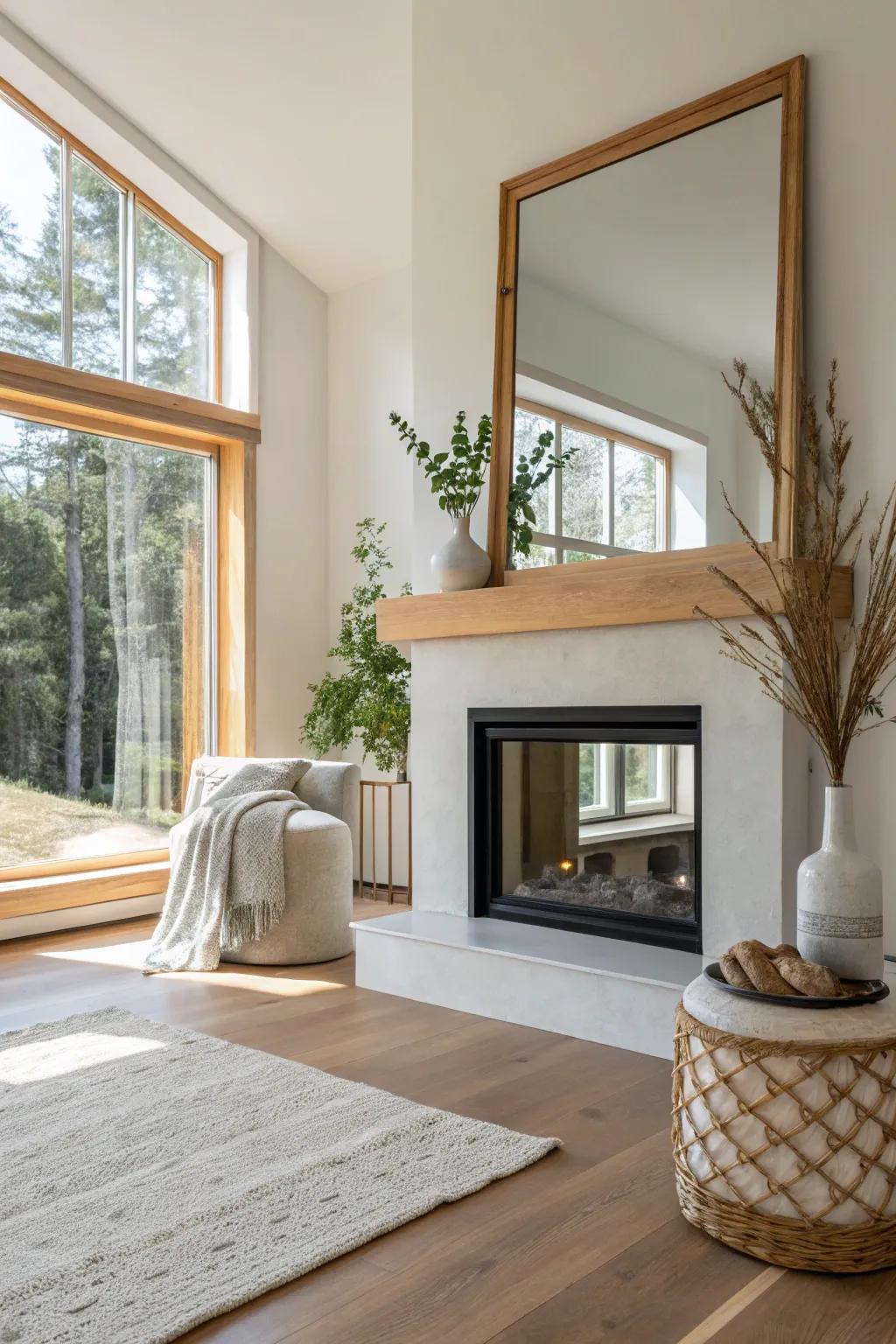 Achieve a sleek look with a frameless mirror that brightens your space and adds a modern touch.