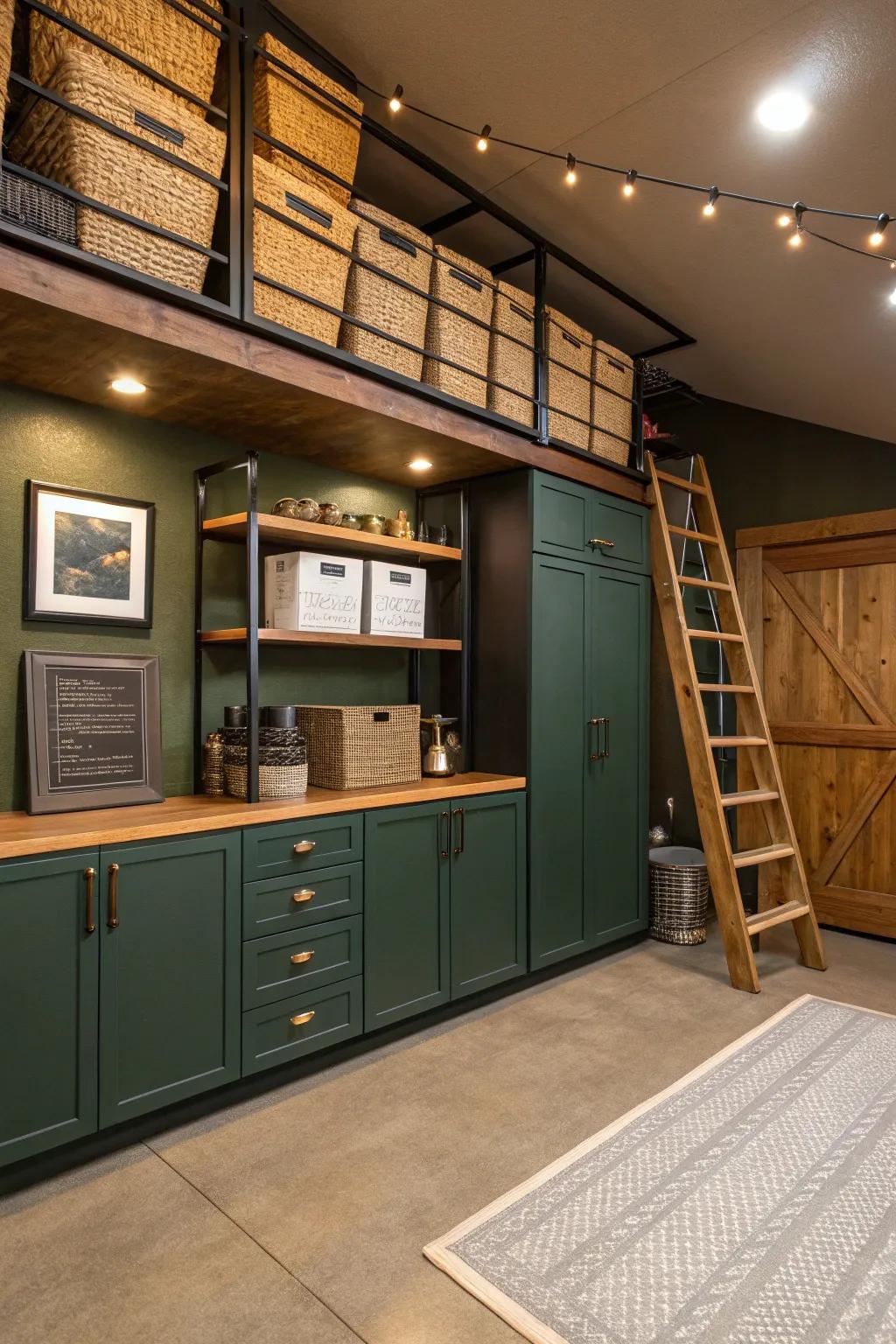 Get the best of both worlds with open and closed storage in your garage loft. 🔧 #HomeOrganization #GarageDesign
