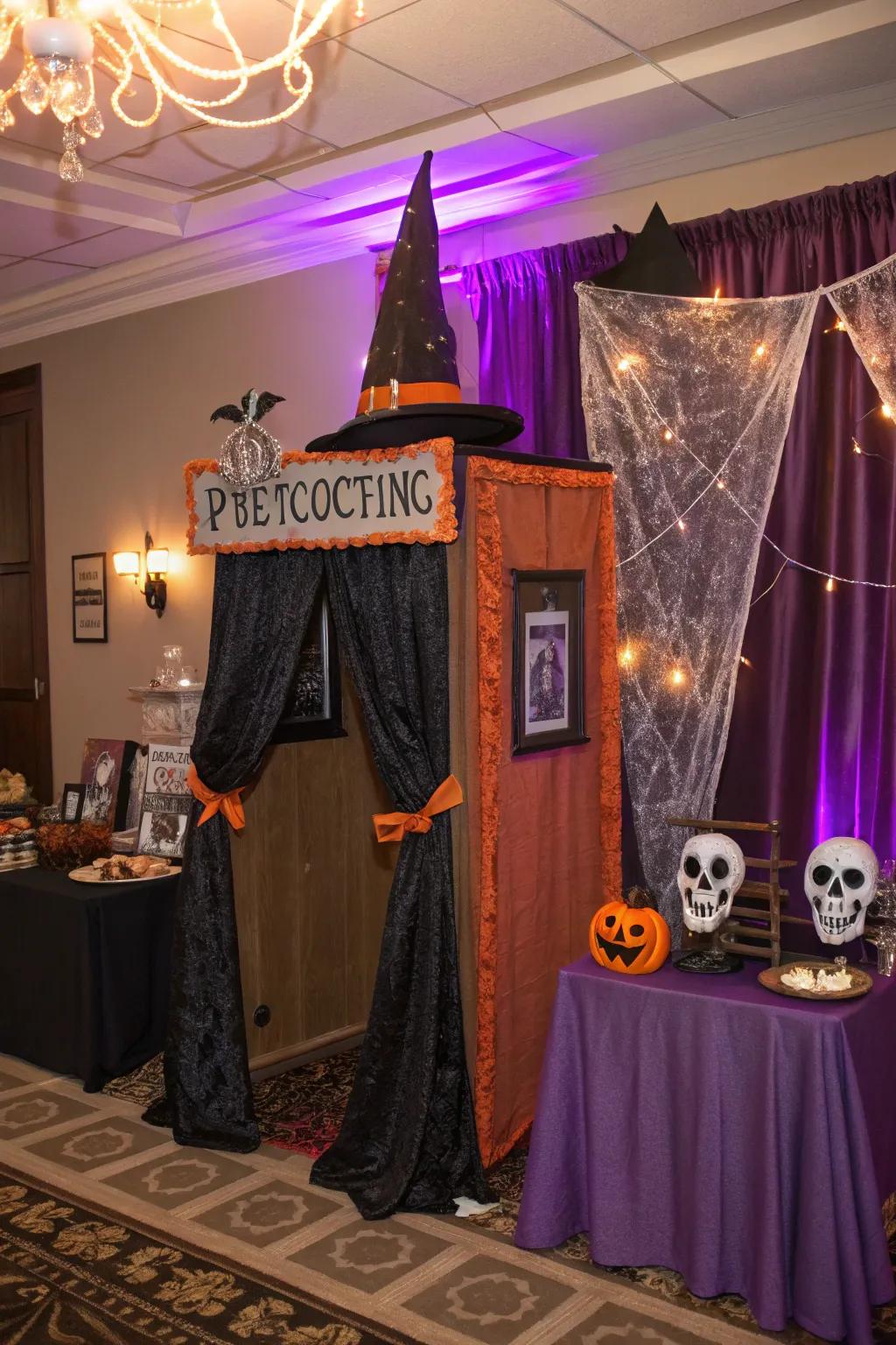 Strike a pose in style with a haunted photo booth full of fun props!