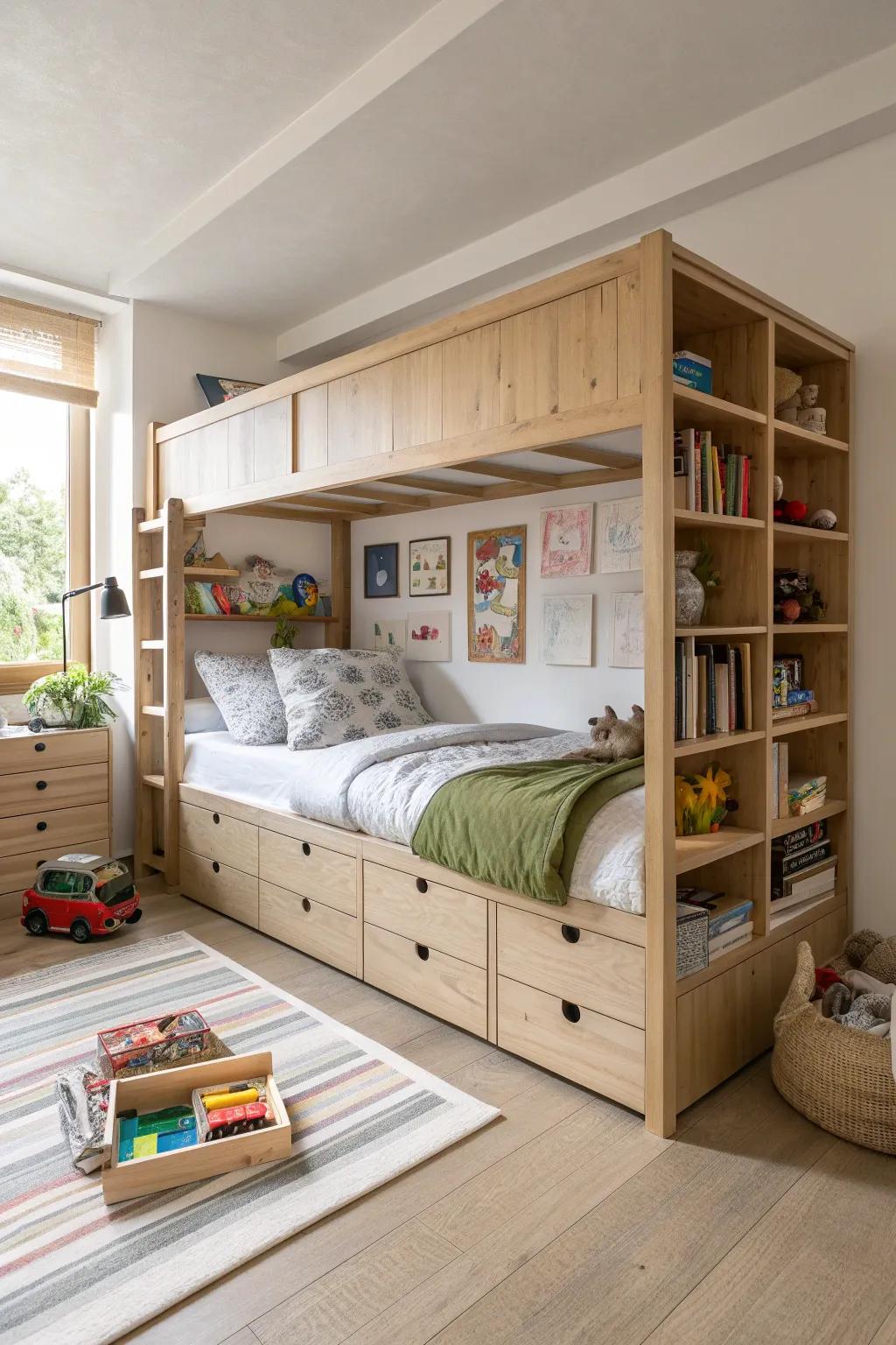 Keep clutter at bay with smart storage solutions under the kura bed.