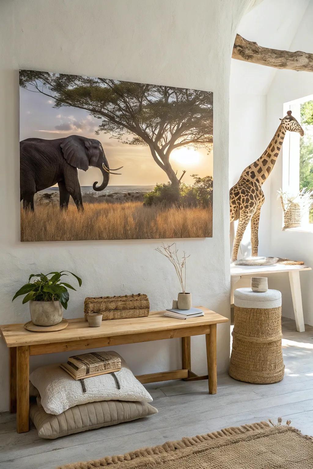 Turn your walls into a gallery of the wild with safari-inspired artwork.
