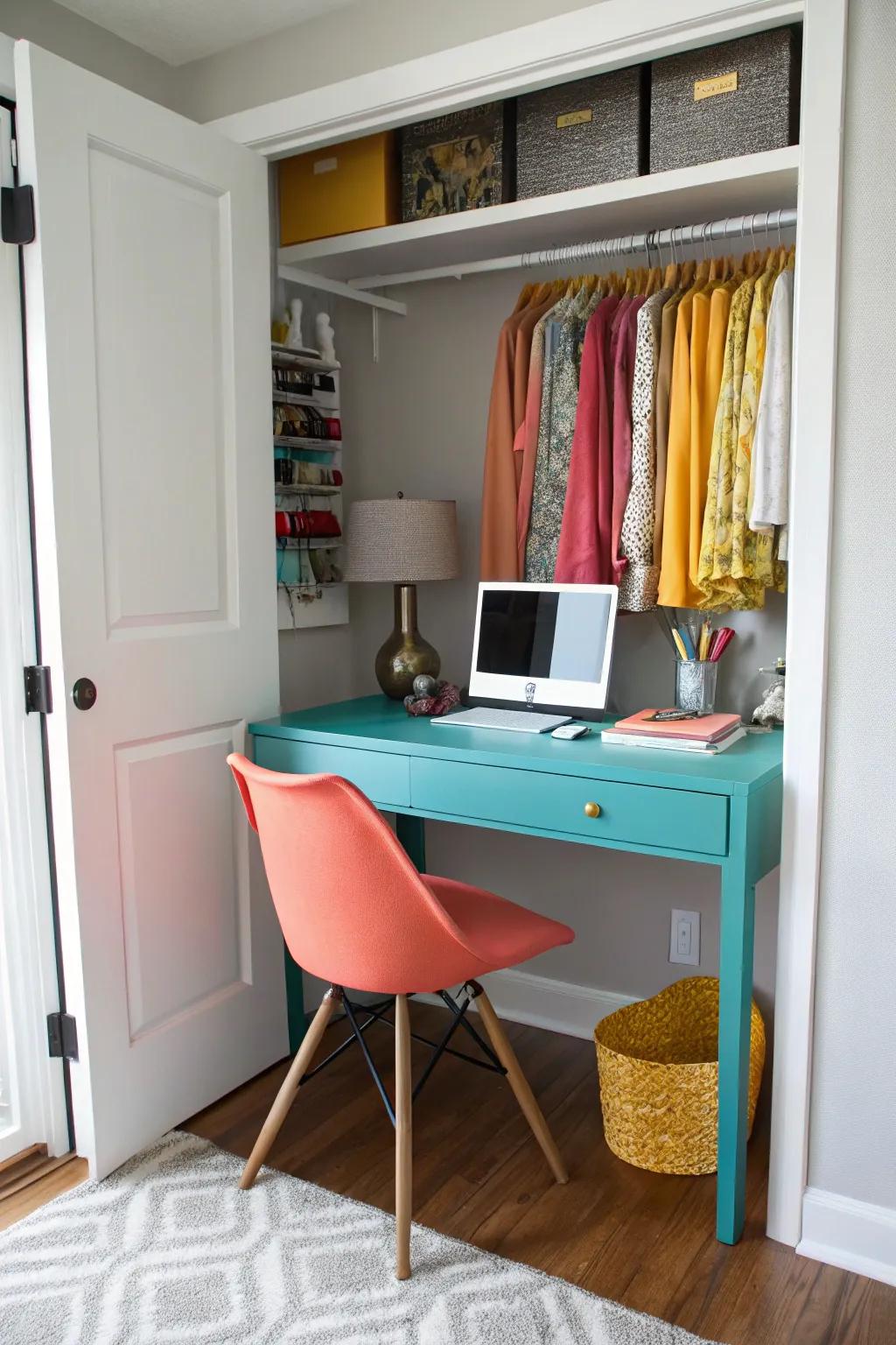 Blend work and style by adding a functional workspace to your closet. #ClofficeMagic #Productivity