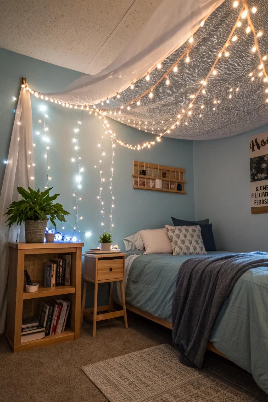 Set the mood with gentle lighting that wraps your dorm in a warm, inviting glow. ✨ #AmbientLighting #CozyVibes