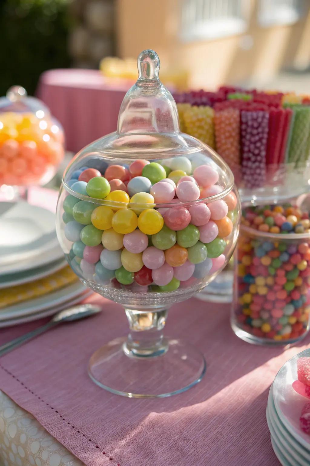 Layered candies bring a pop of color and texture to your table setting.