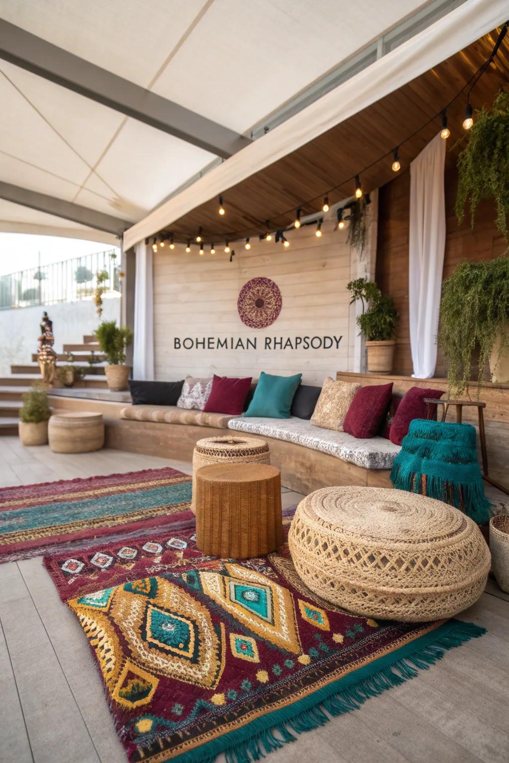 Capture the spirit of free-spirited love with a bohemian rhapsody theme, where creativity knows no bounds.