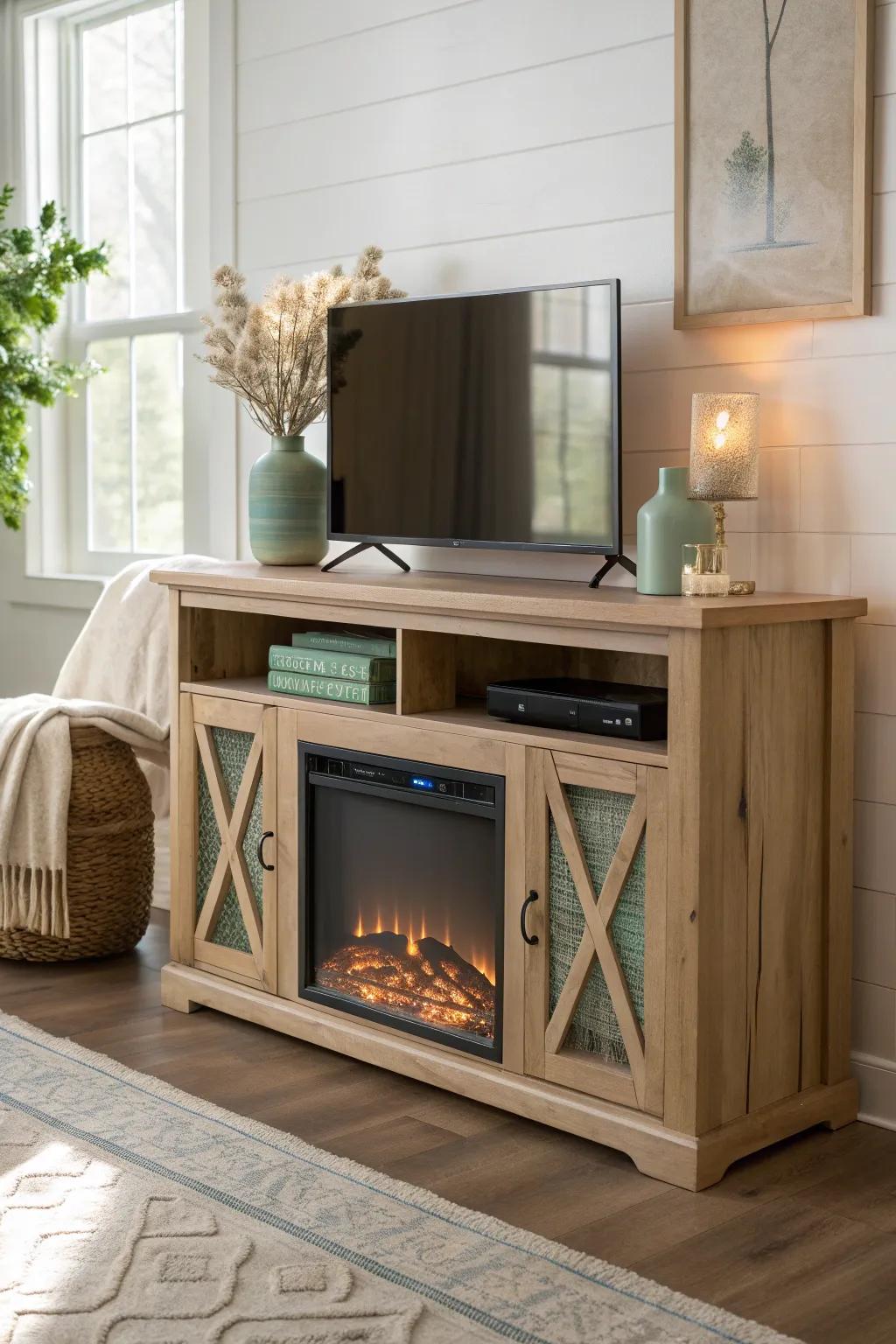 Set the mood with a TV stand featuring LED lighting that can change colors to suit any occasion.