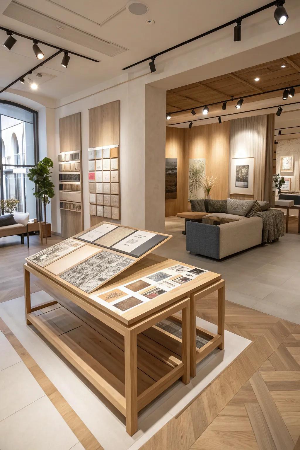 Feel the textures, imagine the possibilities. #InteractiveDesign #FlooringOptions