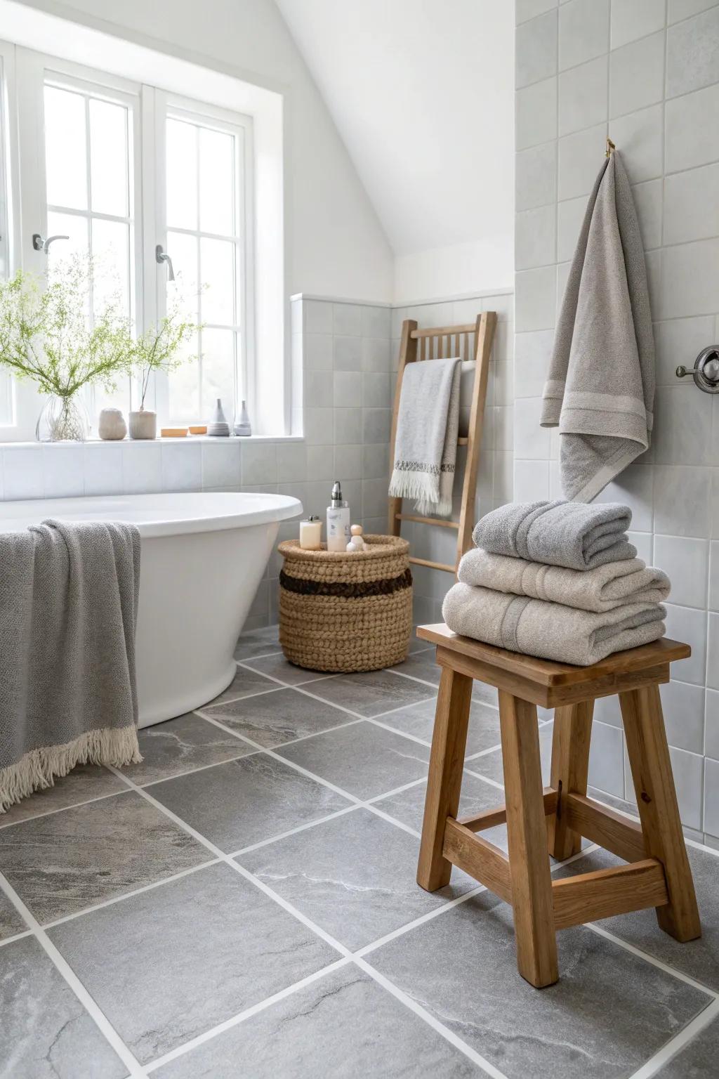 A classic grey and white contrast for timeless elegance.