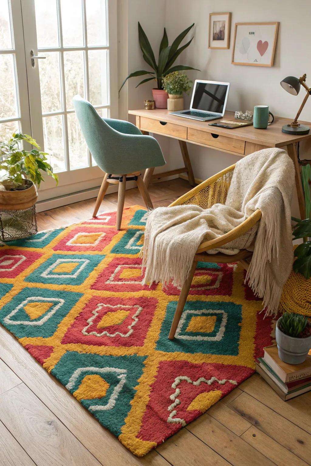 Add texture and warmth with cozy rugs and soft throws.
