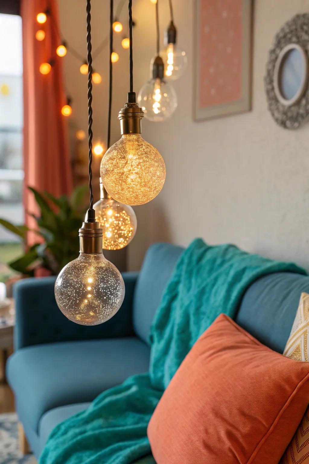 Bring some sparkle into your home with these dazzling glitter-coated bulbs. #SparkleDecor #GlamUp ✨