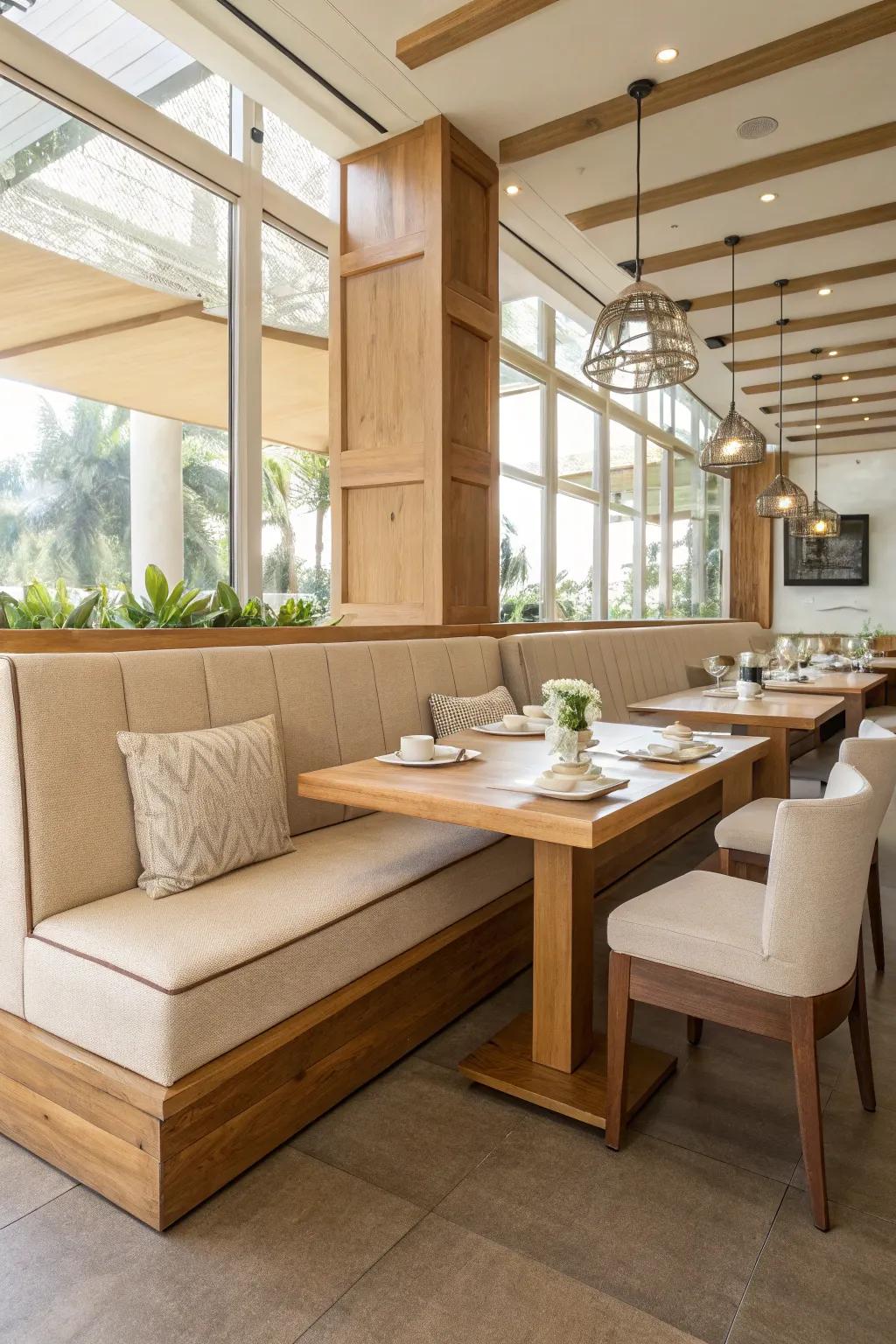 Create a sense of space and wonder with a floating banquette that defies gravity. ✨ #ModernDesign #HomeInspo