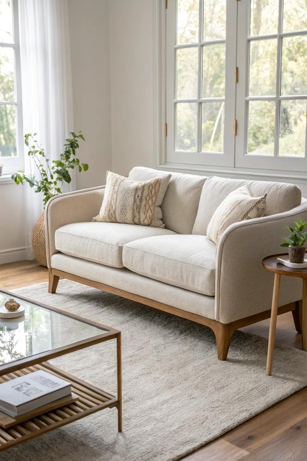 Sofas with exposed legs add a touch of elegance and make rooms feel more spacious.