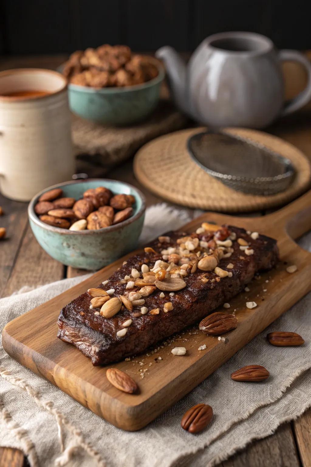 Add a satisfying crunch to your steak board with a sprinkle of nuts.