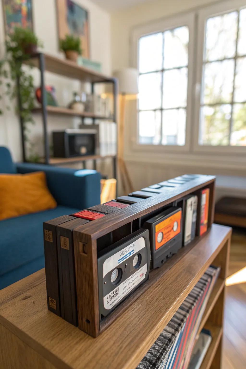 Bring back the good old days with compact shelves that echo video rental vibes. #MinimalistDecor #VintageStyle