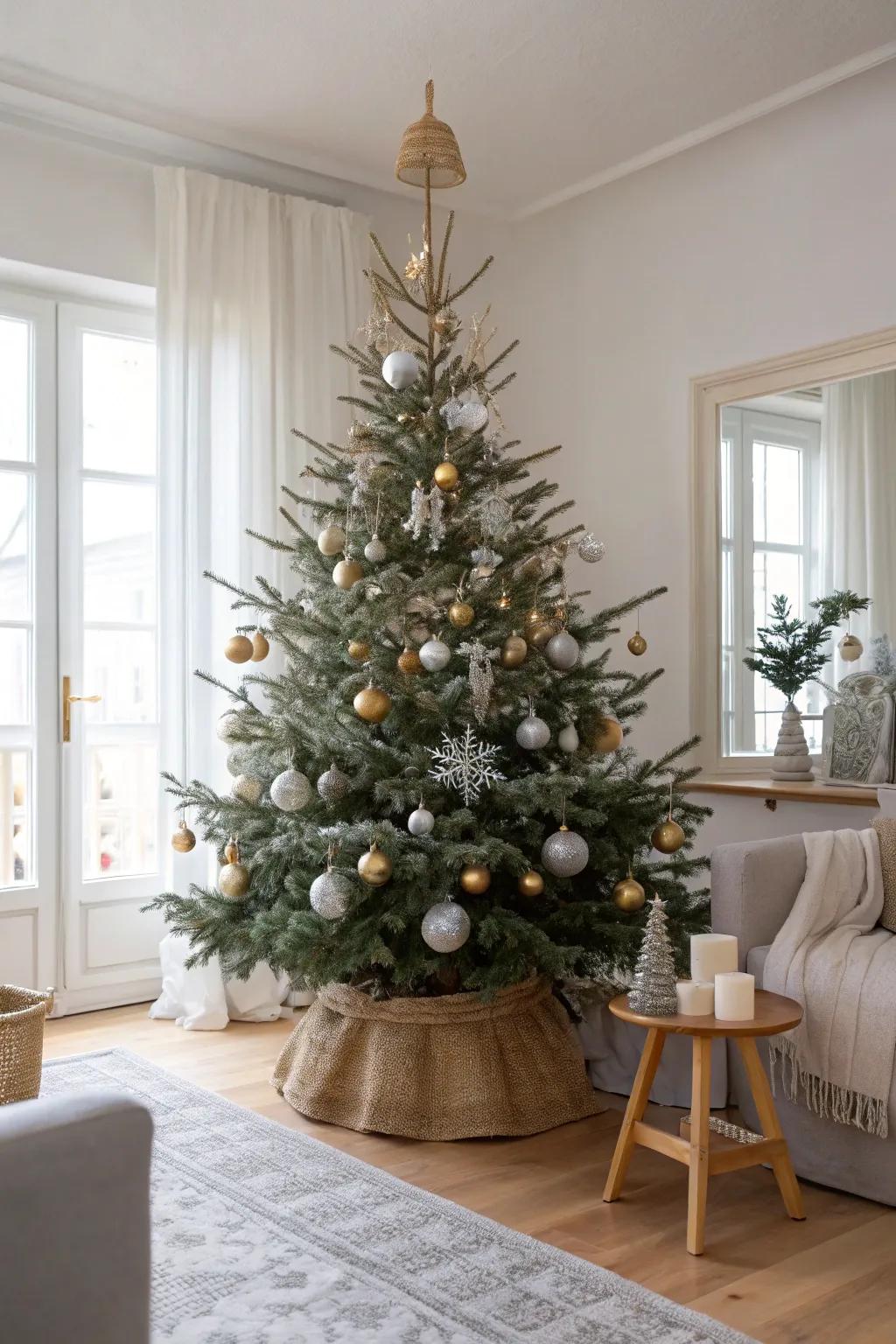 Silver and gold create a timeless look that adds a touch of luxury to your winter wonderland.