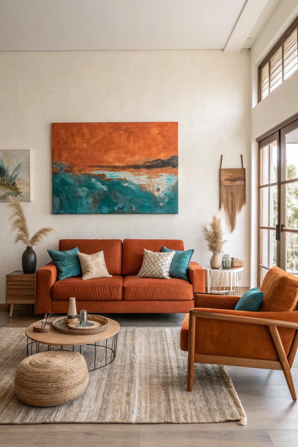 Abstract art effortlessly brings cohesion to your living space.