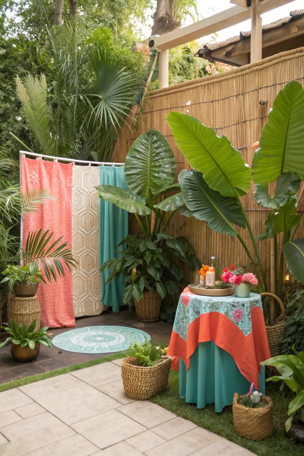 Escape to a tropical retreat filled with vibrant colors and exotic vibes for an unforgettable couple's shower. #TropicalVibes #IslandEscape